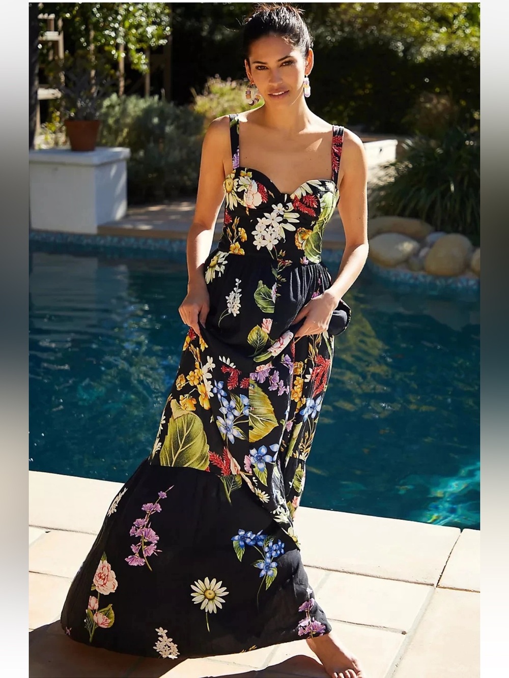 Agua Bendita NWT Dunna Black Floral Maxi Dress